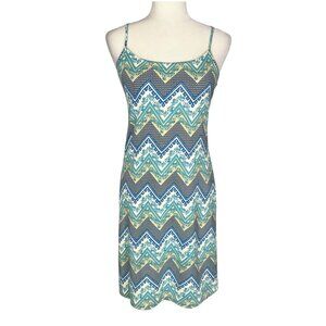J McLaughlin Womens Geometric Chevron Print Slip Dress Blue Green size XS